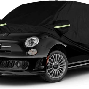 Funda Coche Exterior Compatibles con 2007-2024 Fiat 500 500C 500E Abarth 500, Cubierta para Coche Impermeable, Coberturas Completas con Tira Reflectante
