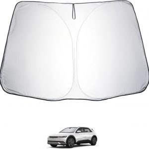 LUWU Parasol Coche Compatible con Hyundai Ioniq 5 NE 2021-2024 | Facelift/N/N Line 2025 2026 2027 Parasol para Parabrisas Delantero Plegable Protección UV Accesorios Ioniq 5