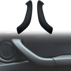 2PCS mejorada interior manija de la puerta cubierta Aarmrest cubierta recorte recambio compatible con B-MW X1 X2 F48 F49 F39 2016 2017 2018 2019 2020-Negro