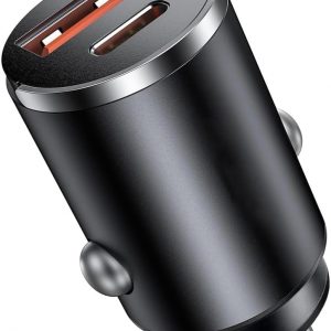 Cargador Móvil Coche para Renault R5 R4 Clio Kangoo Scenic Megane E-Tech Aleación de Aluminio, Doble Puerto Carga Rápida, Diseño con Tirador, Minimalista