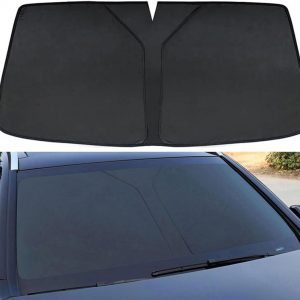 Parasol de Coche Delantero para MG ZS Hybrid+ Luxury (Seit 2024), Plegable Parasol Protección UV Protección Solar Interior Accesorios,A Black