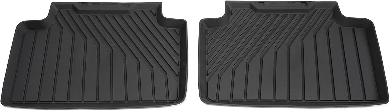 Audi Alfombrillas Todo Tiempo, TPE con 20% Material Reciclado, Compatible con Q6 e-Tron Desde 2024, Juego de 2 Piezas, Negro, Posición Trasera, Ajuste Original