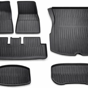 Juego de Alfombrillas 6 Piezas para Tesla Model 3 (2024-2025) – Tapetes de TPE Impermeables y Antideslizantes, Incluye Protector de Maletero y Frunk, Protección Todo Clima (Model 3)