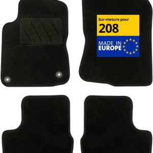 DBS – Alfombrillas para Coche – A Medida para 208 – con Clips – Alfombrillas Antideslizantes para Coche – 4 Piezas