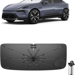 Ruiya 2026 Upgrade Parasol Coche Delantero Compatible con Polestar 3 | Polestar 4 2025 2026 2027, Paraguas Plegable Aislamiento Térmico, Protección UV, Accesorios para Parabrisas