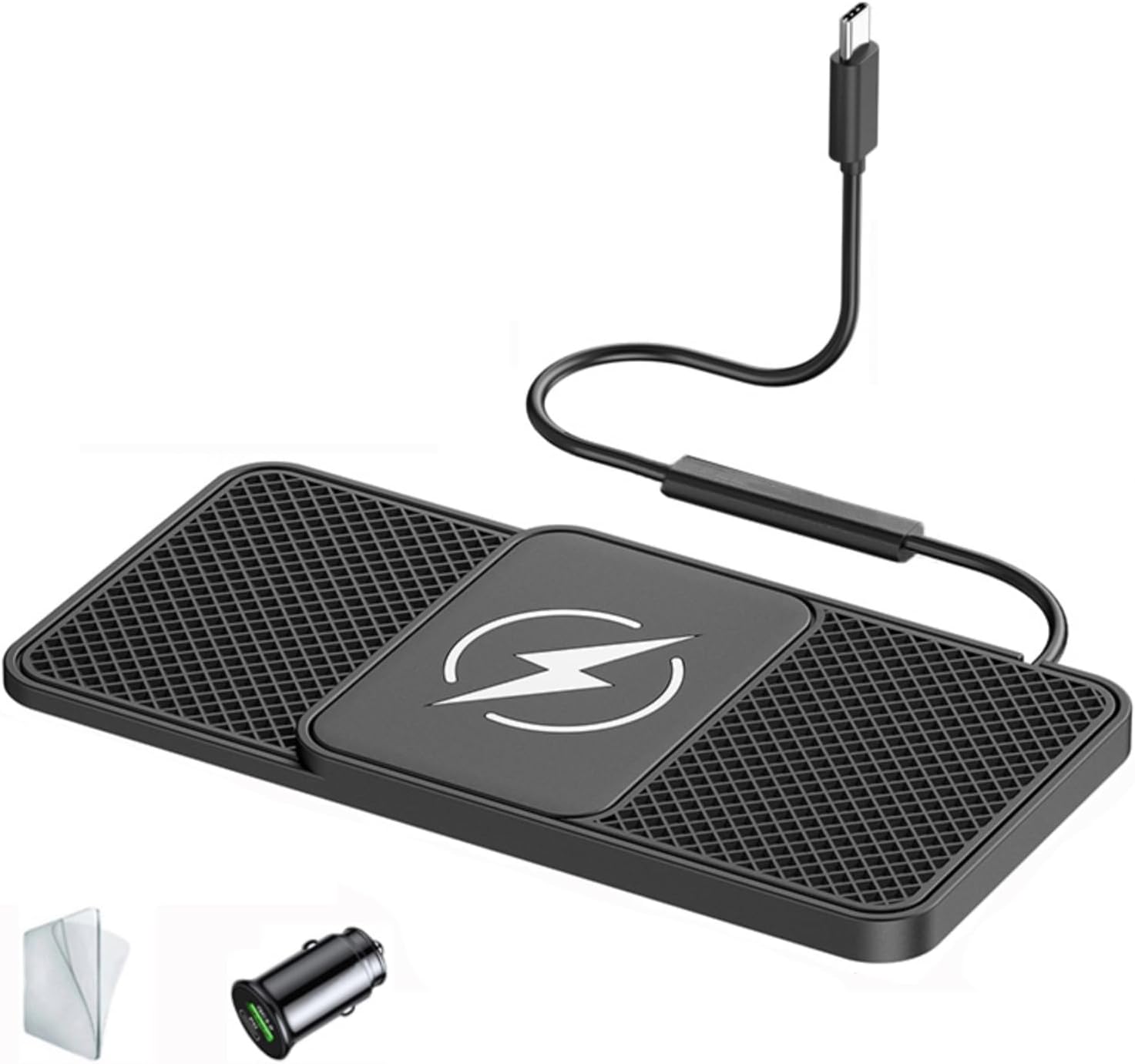 Cargador Inalámbrico Coche para MG HS MG3 MG5 MG6 MG7 ZS GS, Cargador Rápido Type-C/USB, Almohadilla de Carga Sin Cables Antideslizante, Base de Carga Inalámbrica para Coche