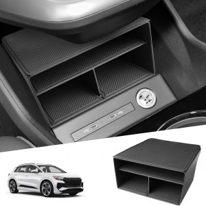 SHAOHAO Compatible con Audi Q4 e Tron F4 / Q4 Sportback e-tron 2021-2025, compartimento de almacenamiento para consola central, accesorios para coche, organizador de almacenamiento original audi q4