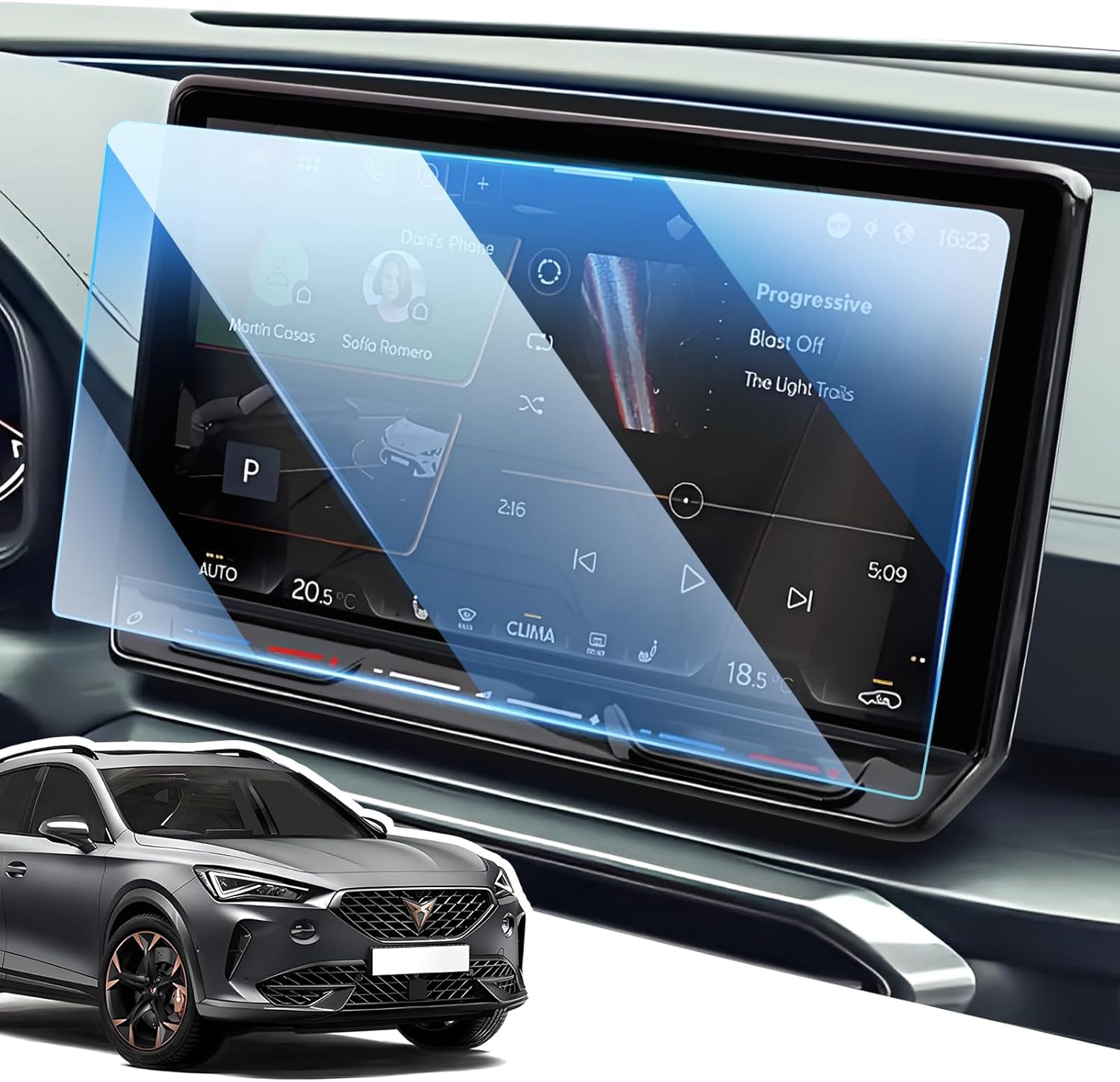 Protector Pantalla para SEAT Cupra Formentor/Born/Leon, Película de Protección de Vidrio Templado 9H, 12" Accesorios de Navegación Anti-Arañazos