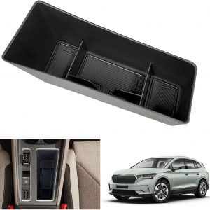 GAFAT Compatible con Skoda Enyaq RS 2021-2025 2026/ Elroq 2025 2026 Caja de Almacenamiento Consola Central, 2025 Enyaq Coupe iV Organizador Bandeja inferior de Consola Central, Accesorios Elroq