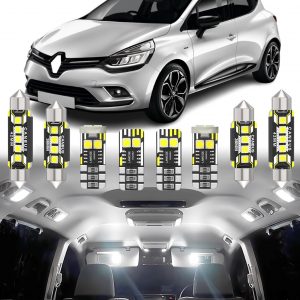 BMT xms Kit de Luces LED Interior para Renault Clio IV 4 MK4 X98 2013-2018, Bombilla LED Interior para Coches y Camiones, Blanco Brillante 6000K, 8 Piezas