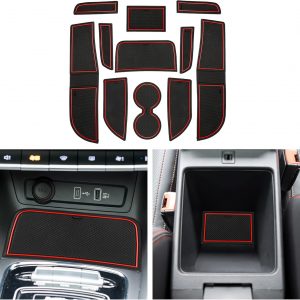 CDEFG Compatible con MG ZS EV 2023 2024 2022 Facelift Alfombrillas de Goma Antideslizantes Reposabrazos Consola Central Portavasos ZS EV Accesorios (Rojo)
