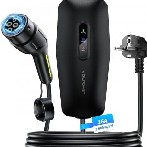 Cargador Coche Electrico, 3.68KW 16A Cargador Vehiculo Electrico, 5/8/10/15m Cargador EV Tipo 2 Portátil con Enfuse Schuko, IP65, Compatible con los Model y/3, xc60 (8, Metros)