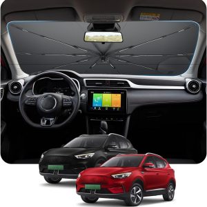[2026 Actualización] BSTW Compatible con MG ZS EV 2018-2025 Parasol para Parabrisas, Parasol Plegable Automático Diseño con Cordón, Protector Solar y Protección UV ZS EV Accesorios