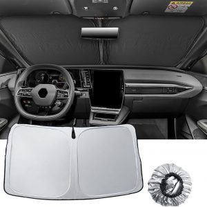 LUWU [Actualización] Compatible con Renault Megane E-Tech 2022-2026 Parasol Coche Plegable Parabrisas Interior Parasol Parasol Delantero Protección UV Protección contra el Calor Megane E-Tech
