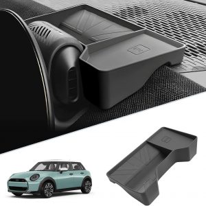 SKTU Caja de almacenamiento para consola central Mini Cooper F65 F66 Works Petrol 2024-2026 2027 Organizador detrás de pantalla táctil Bandeja TPE, Accesorios Mini (No compatible J01 J05 Electric)
