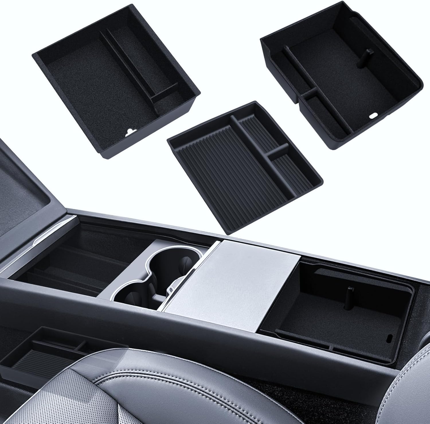 Juego de 3 accesorios para Tesla Model 3 2024-2026 organizador de consola central de silic