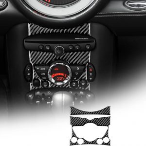KUNGKIC Panel de control central de coche cubierta de fibra de carbono interior decorativo para Mini Cooper Clubman R55 R56 R57 accesorios (tipo A negro)