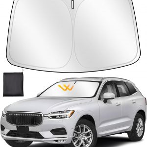 ZATOOTO Parasol para Volvo XC60 2018-2024, Parasol Coche Delantero Plegable, Grueso y Reflectante de Poliéster Bloquea los Rayos UV y Mantiene el Coche Más Fresco