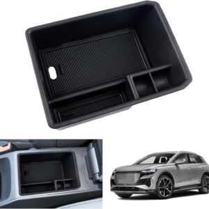 GAFAT Compatible con Audi Q4 e-tron Sportback EV 2021-2023 2024 Caja de Almacenamiento Consola Central, Reposabrazos Organizador Bandeja Guantera, Q4 etron Accesorios (Negro)