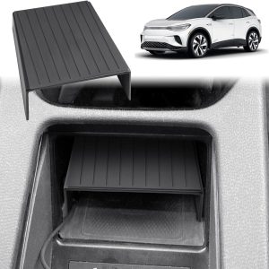 GAFAT Compatible con VW ID.4 ID.5 GTX Pro 2021-2026 Organizador de Consola Central, 2025 ID4 Caja Elevadora para Dos Teléfonos, Doble Espacio de Almacenamiento, con Alfombrillas Goma, ID4 Accesorios