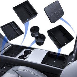 5 Pcs Accesorios para Tesla Model 3 2024-2026 Organizador de Consola Central, Bandeja de Silicona, Caja de Almacenamiento para Reposabrazos, Caja Oculta y Portavasos