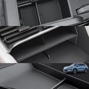 GAFAT [3 PZS] Compatible con 2025 BYD Seal U DM-i EV 2024-2026 Consola Central Caja Almacenamiento, 1 Organizador Reposabrazos, 1 Frente a Palanca con Alfombrilla Goma, 1 Bandeja inferior de TPE
