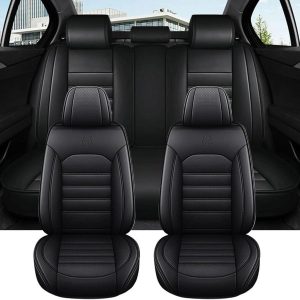 FIENZA 5 Unidades Fundas Asientos Coche para Toyot a bZ4X, Fundas Asientos Coche de uero PU Dobladillos Elásticos Funda Universal Accesorios Interiores Automóviles, para Interior de automóviles, SUV