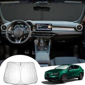 [Update] GAFAT Compatible con Alfa Romeo Tonale 2022-2025 2026 Parasol Parabrisas interior, Tonale 2025 Protección Solar lunas delanteras, Enfriamiento, Protección UV, Romeo Tonale Accesorios