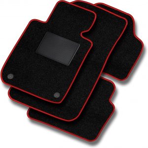 MOTOS Basic Alfombrillas coche de velours adecuado para Mini Cooper I 2001-2014 – Basic, Material, Rojo – Experimenta un nuevo confort de conducción con un juego de alfombra de coche de terciopelo par