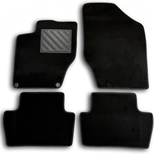Alfombrillas para Citroen C4 II / DS4 del 10.2010 al 12.2020, Alfombrillas a Medida, Fabricadas en moqueta Negra, con Botones y talonera de Goma Reforzada