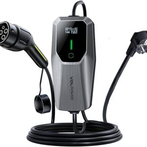 VDLPOWEREU Cargador Coche Electrico, Cargador de Vehículo Eléctrico de 3,68 KW 5M / 6-16A Tipo 2 con Enchufe Schuko, Cable de Carga de Vehículo Eléctrico con Pantalla Digita, IEC 62196-2, IP65