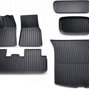 Juego de Alfombrillas 6 Piezas para Tesla Model Y 2025 – Tapetes de TPE Impermeables y Antideslizantes, Incluye Protector de Maletero y Frunk, Protección Todo Clima (Model Y)