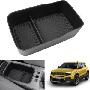 GAFAT Compatible con Jeep Avenger 2025 2026-2023 Consola Central Caja de Almacenamiento, Avenger Hibrido Electric 2025 Reposabrazos Organizador Bandeja Guantera, Accesorios Avenger (Negro)