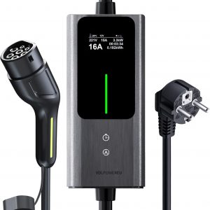 VDLPOWEREU Cargador Coche Electrico 3,6kW, 5M Cargador de Vehículo Eléctrico de Tipo 2, Cable de Carga de Vehículo Eléctrico 6-16A, con Enchufe de La UE para Tomas estándar de la UE IEC 62196-2