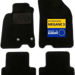 DBS – Alfombrillas – A Medida para Megane 3 – con Clips – Alfombrillas Antideslizantes para Coche – 4 Piezas