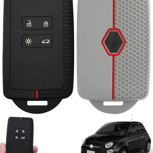 2 Fundas de Silicona para Llave de Coche para Renault Clio,Megane,Koleos,Kadjar,Kangoo,Twingo,Talisman,Captur Space,Dacia Duster,Funda para Tarjeta Renault,Silicona TPU de 4 Botones
