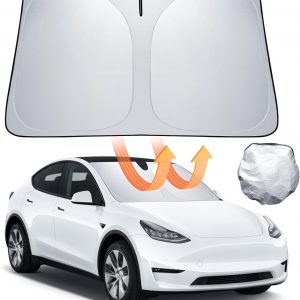 Parasol para Parabrisas Delantero Tesla Model 3/Y Pantalla Solar Plegable con Bolsa de Almacenaje Bloquea los Rayos UV Sombrilla Solar Model 3/Y 2018-2026 Highland Juniper Accesorios