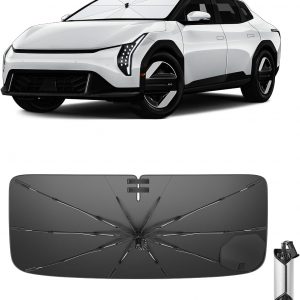 Ruiya 2026 Upgrade Parasol Coche Delantero Compatible con Kia EV4 2025 2026 2027, Paraguas Plegable Aislamiento Térmico, Protección UV, Accesorios para Parabrisas