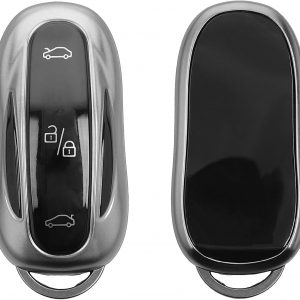 kwmobile Carcasa para Mando Compatible con Tesla Model X Llave de Coche – Funda para Llaves de Coche con Botones de TPU – Negro Mate/Negro