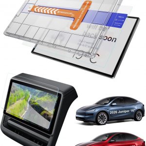 GAFAT 16″ + 8″ 2026 Tesla Model Y Juniper Premium/Performance Protector Pantalla de Cristal, Model Y 2026 Protección con Kit de Alineación Automática y Caja sin Polvo, 9H Antigolpes, HD Claro [2 PZS]