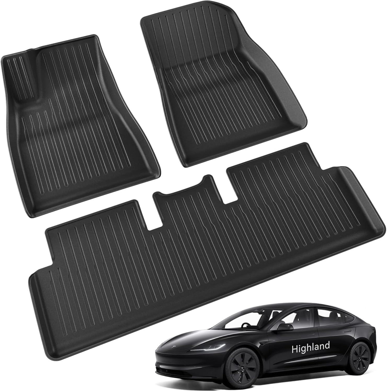 Alfombrillas 3 Pzs para Tesla Model 3 2024-2026 Alfombrillas para Todo Clima 3D con Bordes Altos, Antideslizantes e Impermeables, Alfombrillas de 3 Capas para Tesla Model 3 Highland Accesorios