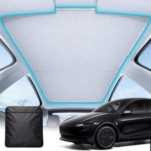 Tesla Model Y Highland 2024 2025 Parasol Coche Delantero, Parasol para Techo sin flacidez, Aislamiento y Reflexión Integrados Parasol Interior, Protección UV, Mantener Fresco (Model Y)