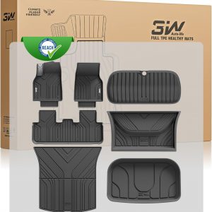 3W Set de 7 para Tesla Model Y Juniper 2025-2026(No para New Standard 2026), Alfombrillas y Bandeja de Maletero y Protector de Asiento, Thorex™ para Todo Tipo de Clima, Alfombrilla a Medida 1-2 Filas