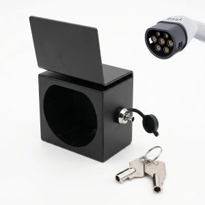 Soporte de pared con cerradura tipo 2 para cable de carga de coche eléctrico – Protección antirrobo universal y soporte de cable para enchufe EV – Soporte de cable Wallbox resistente con