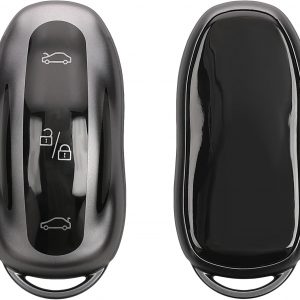kwmobile Carcasa para Mando Compatible con Tesla Model S/Model Y/Model 3 – Funda para Llaves de Coche con Botones de TPU – Negro Mate/Negro