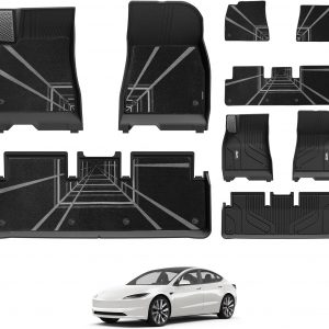 3W Alfombrilla para Tesla Model 3 Highland 2024-2025, Incluye Moquetas 1ª y 2ª Fila, Thorex™ para Todo Tipo de Clima, Juego Completo de Alfombrillas Impermeables y Antideslizantes