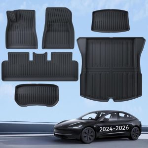 Alfombrillas 6 Pzs para Tesla Model 3 2024-2026 Alfombrillas para Todo Clima 3D con Bordes Altos TPE Alfombrilla de Maletero de 3 Capas para Tesla Model 3 Highland Accesorios