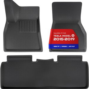 TAPTES Alfombrillas para Tesla Model S 2019 2018 2017 2016 2015, revestimientos de Piso Antideslizantes e Impermeables de Primera Calidad para Todo Tipo de Clima, Accesorios Interiores de Coche,