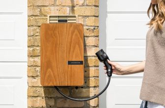 Wallbox doméstico para cargar coche eléctrico en la pared de una vivienda
