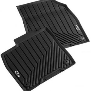 Audi 89B061501041 – Alfombrillas Delanteras para Todo Tipo de Clima, Alfombrillas de Goma, Color Negro, con Texto Q4